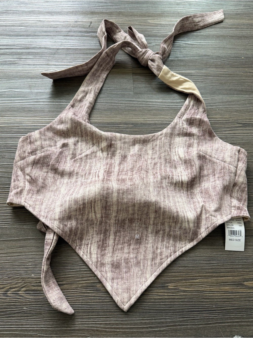 PacSun Dusty Mauve Halter Tie-Front Pointed Hem Crop Top